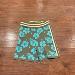 The Upside Olive and Beige Striped Shorts